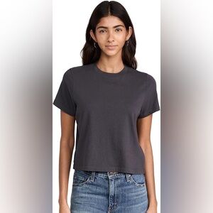 Madewell Coal Softfade Cotton Boxy-Crop Tee